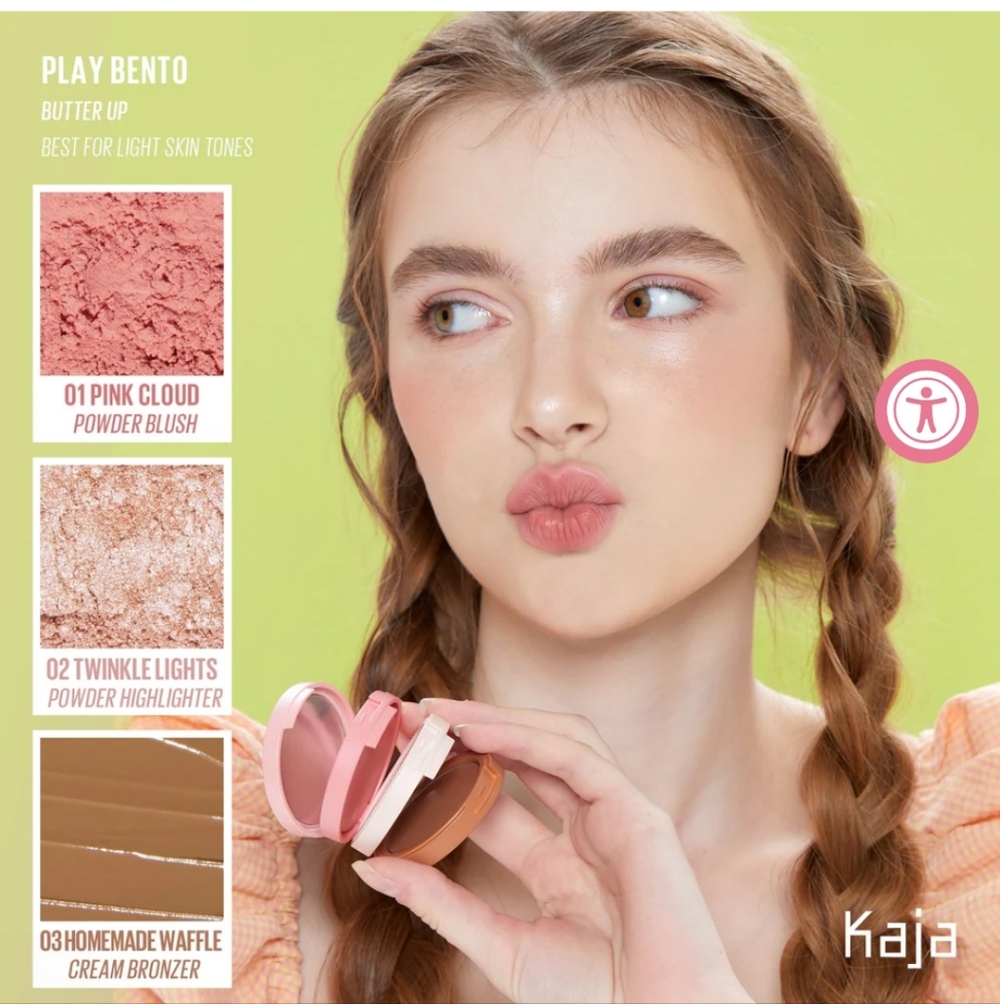 Kaja Beauty Bento Blendable Sculpting Trio 01 Butter Up NIB Blush And Bronzer